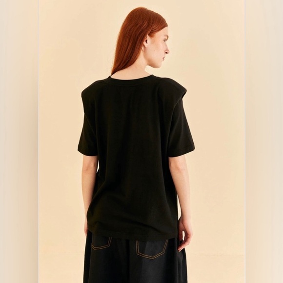 Farm Rio I Love RIO Black Tee with Shoulder Pads Large - Picture 4 of 4
